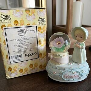 Vintage new enesco Precious Moments musical Waterball month February